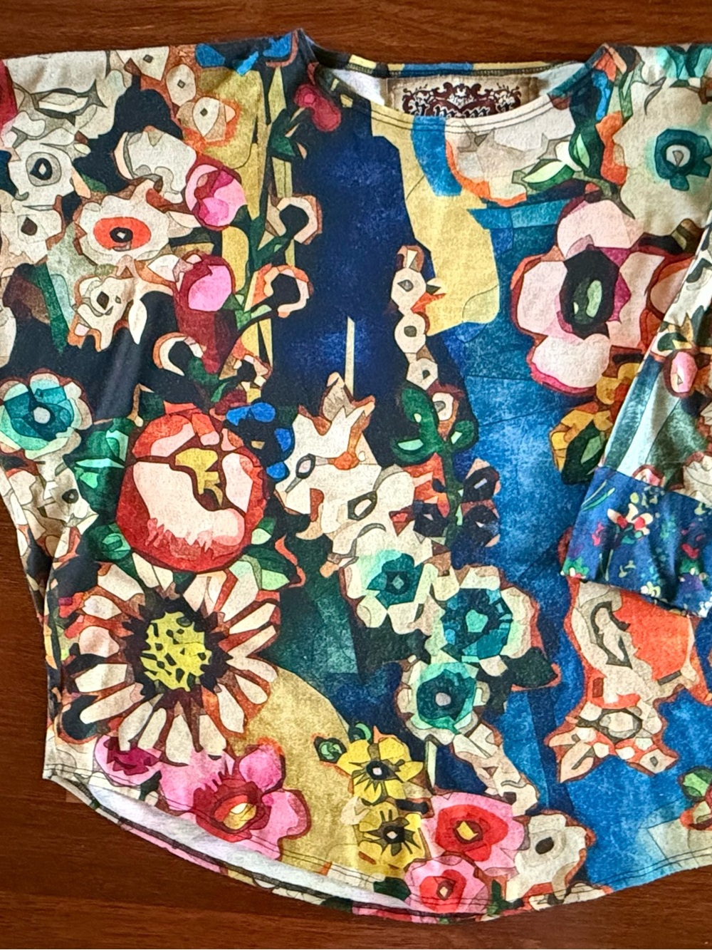 Floral Multicolor Women's Shirt Top,Sz M Fairy Mature Office Grandma Lagenlook